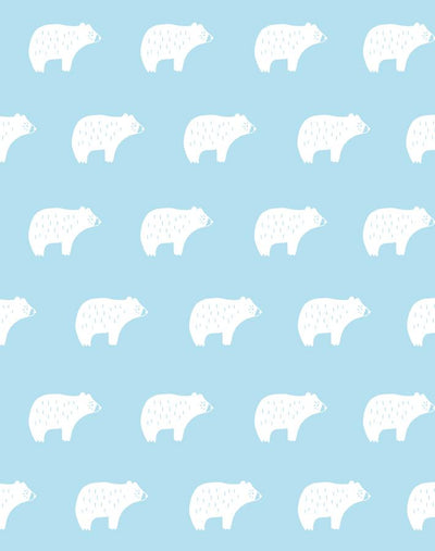 'Chubby Bear' Wallpaper by Tea Collection - Baby Blue