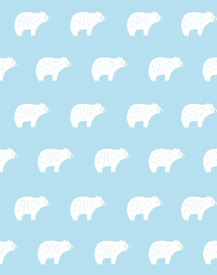 'Chubby Bear' Wallpaper by Tea Collection - Baby Blue
