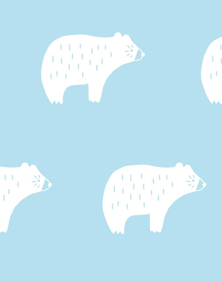 'Chubby Bear' Wallpaper by Tea Collection - Baby Blue