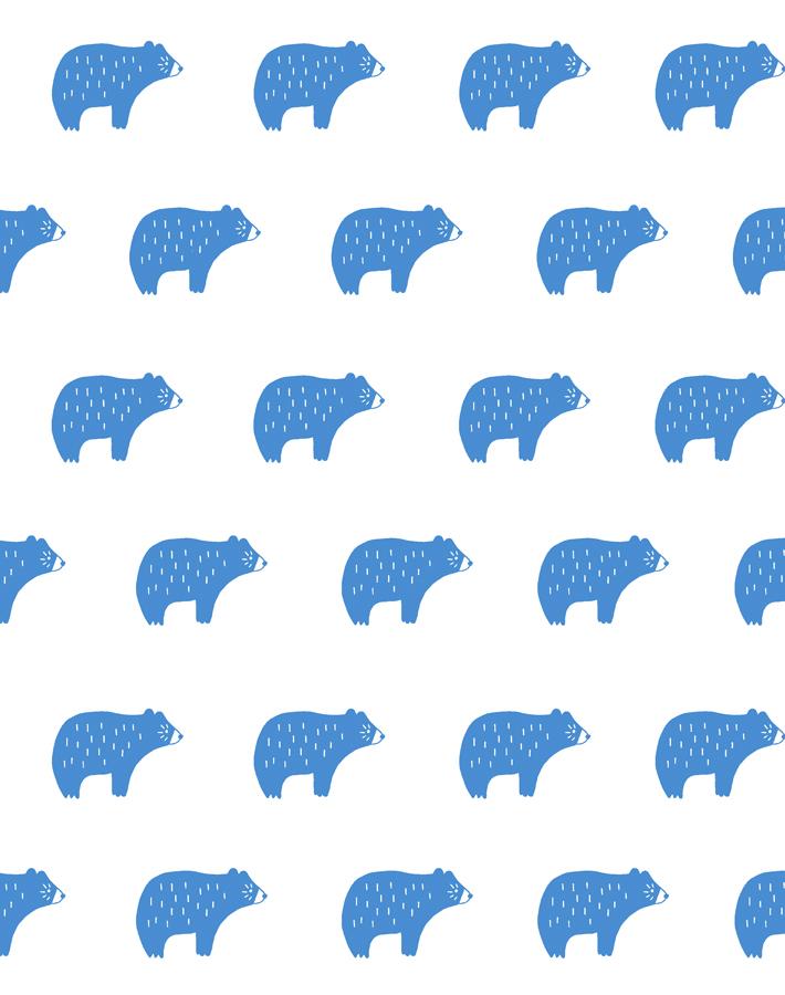 'Chubby Bear' Wallpaper by Tea Collection - Cerulean