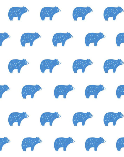 'Chubby Bear' Wallpaper by Tea Collection - Cerulean