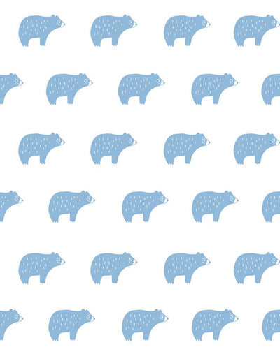 'Chubby Bear' Wallpaper by Tea Collection - Cornflower