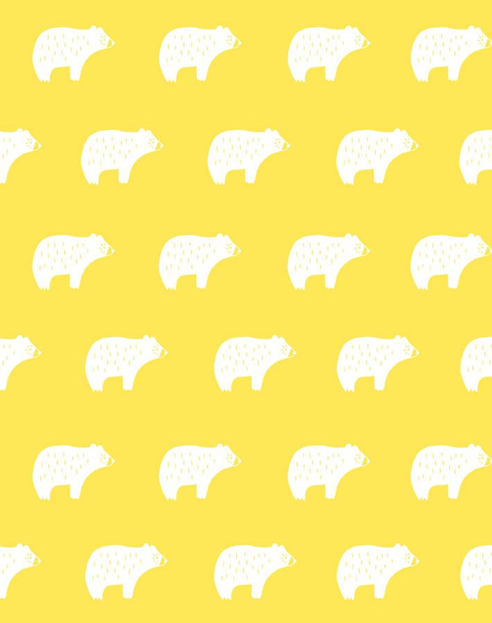 'Chubby Bear' Wallpaper by Tea Collection - Daffodil