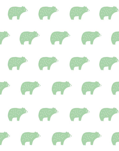 'Chubby Bear' Wallpaper by Tea Collection - Green