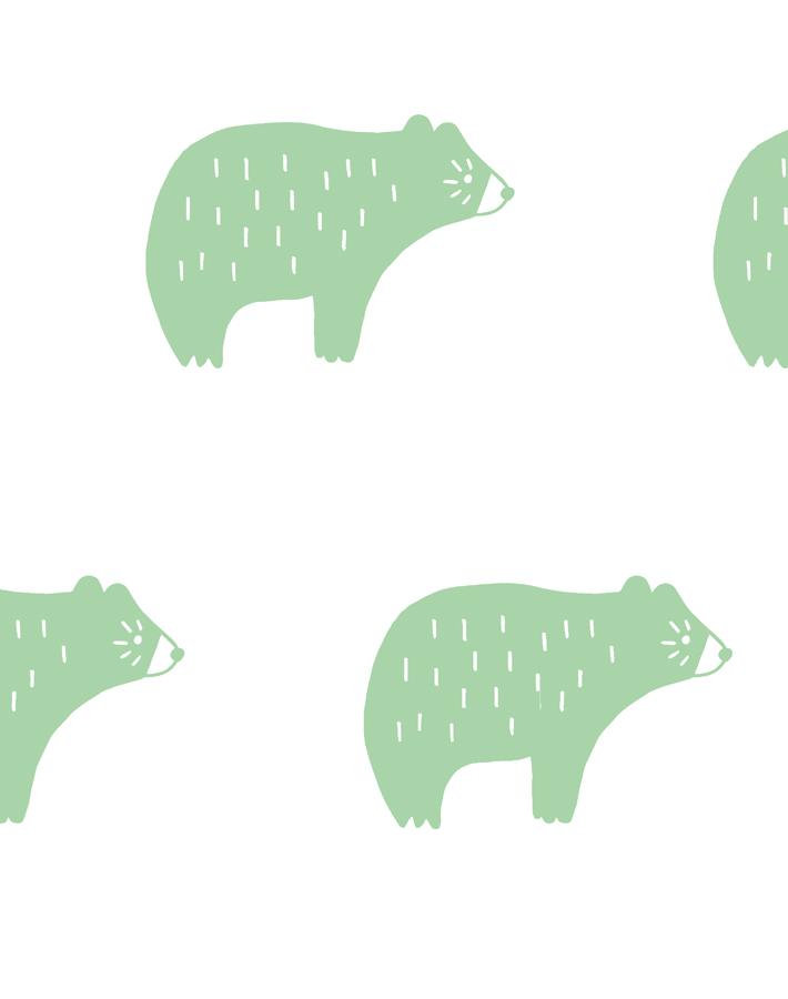 'Chubby Bear' Wallpaper by Tea Collection - Green