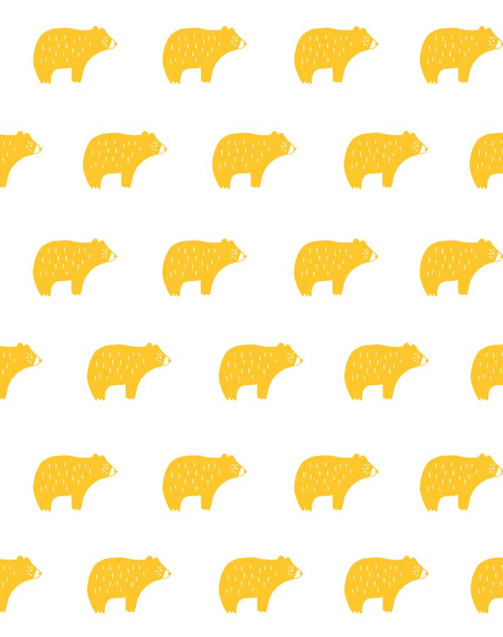 'Chubby Bear' Wallpaper by Tea Collection - Marigold