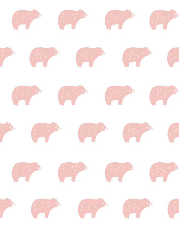 'Chubby Bear' Wallpaper by Tea Collection - Pink