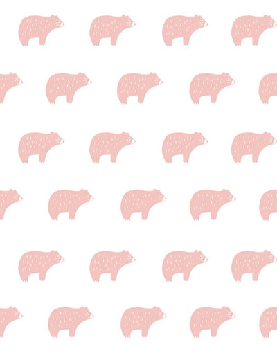 'Chubby Bear' Wallpaper by Tea Collection - Pink