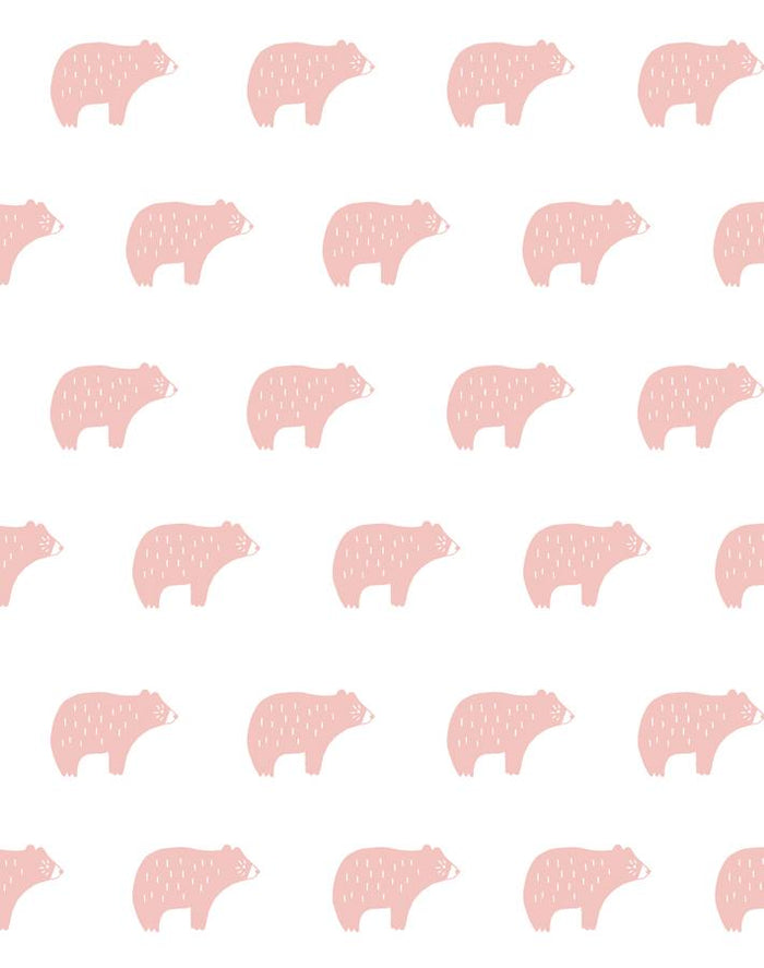 'Chubby Bear' Wallpaper by Tea Collection - Pink
