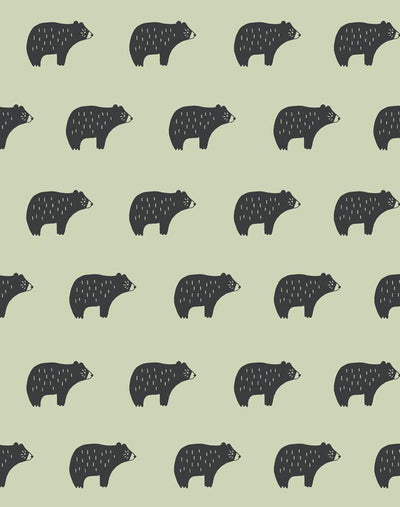 'Chubby Bear' Wallpaper by Tea Collection - Pistachio