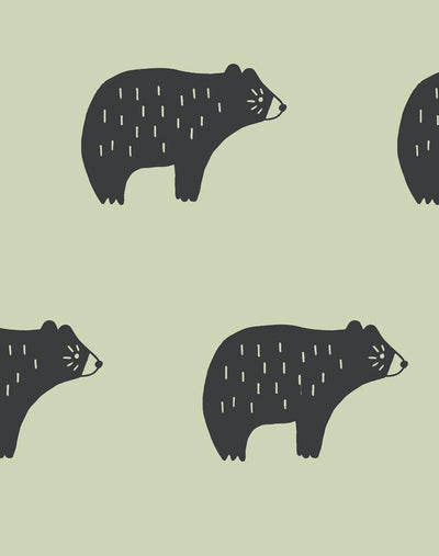 'Chubby Bear' Wallpaper by Tea Collection - Pistachio