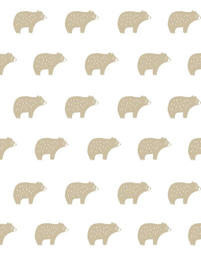 'Chubby Bear' Wallpaper by Tea Collection - Taupe