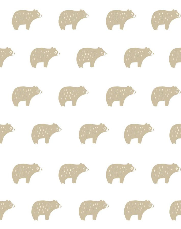'Chubby Bear' Wallpaper by Tea Collection - Taupe