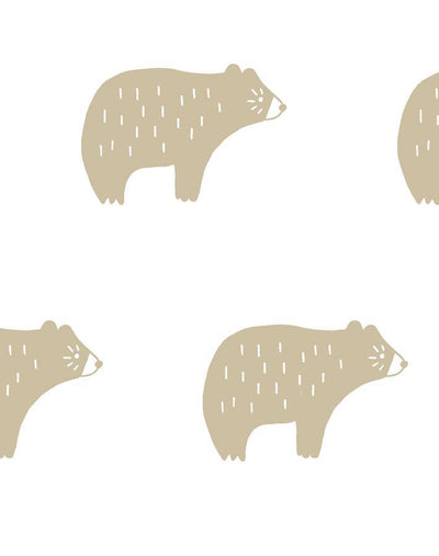 'Chubby Bear' Wallpaper by Tea Collection - Taupe