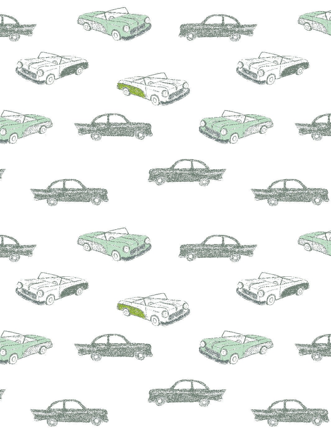 'Classic Cars' Wallpaper by Tea Collection - Aventurine