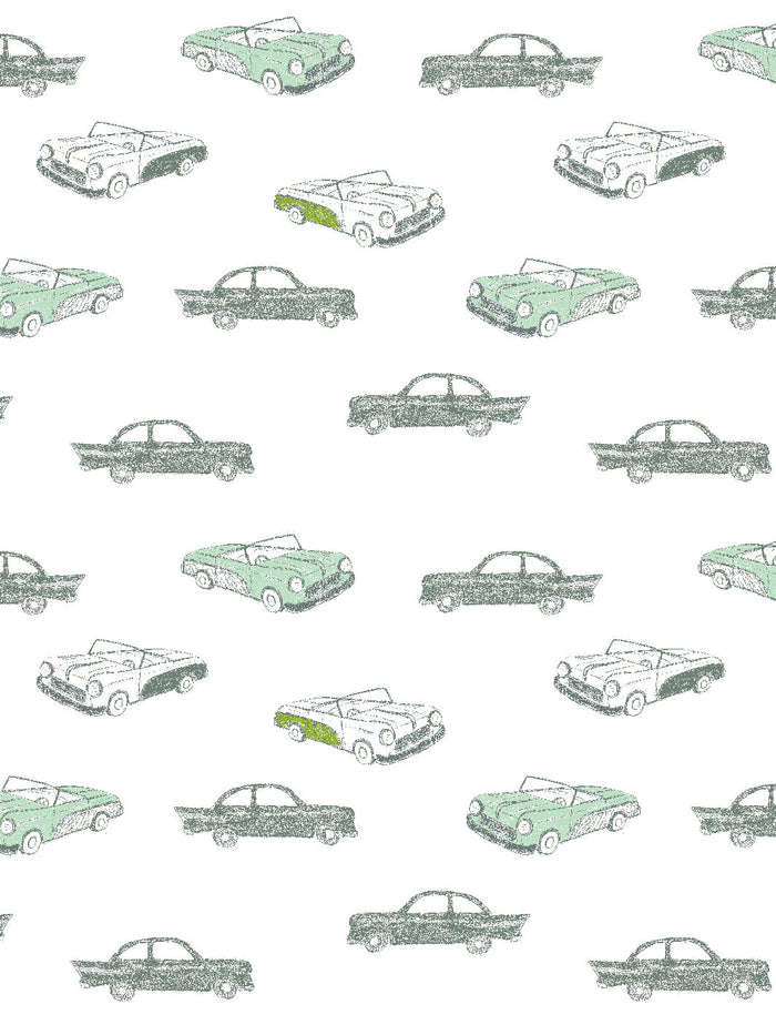 'Classic Cars' Wallpaper by Tea Collection - Aventurine