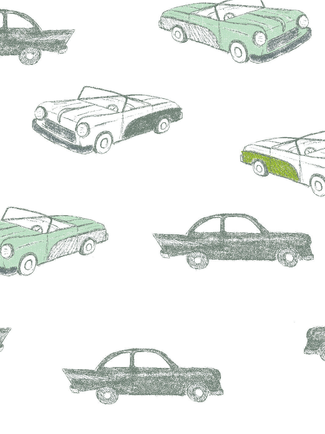 'Classic Cars' Wallpaper by Tea Collection - Aventurine