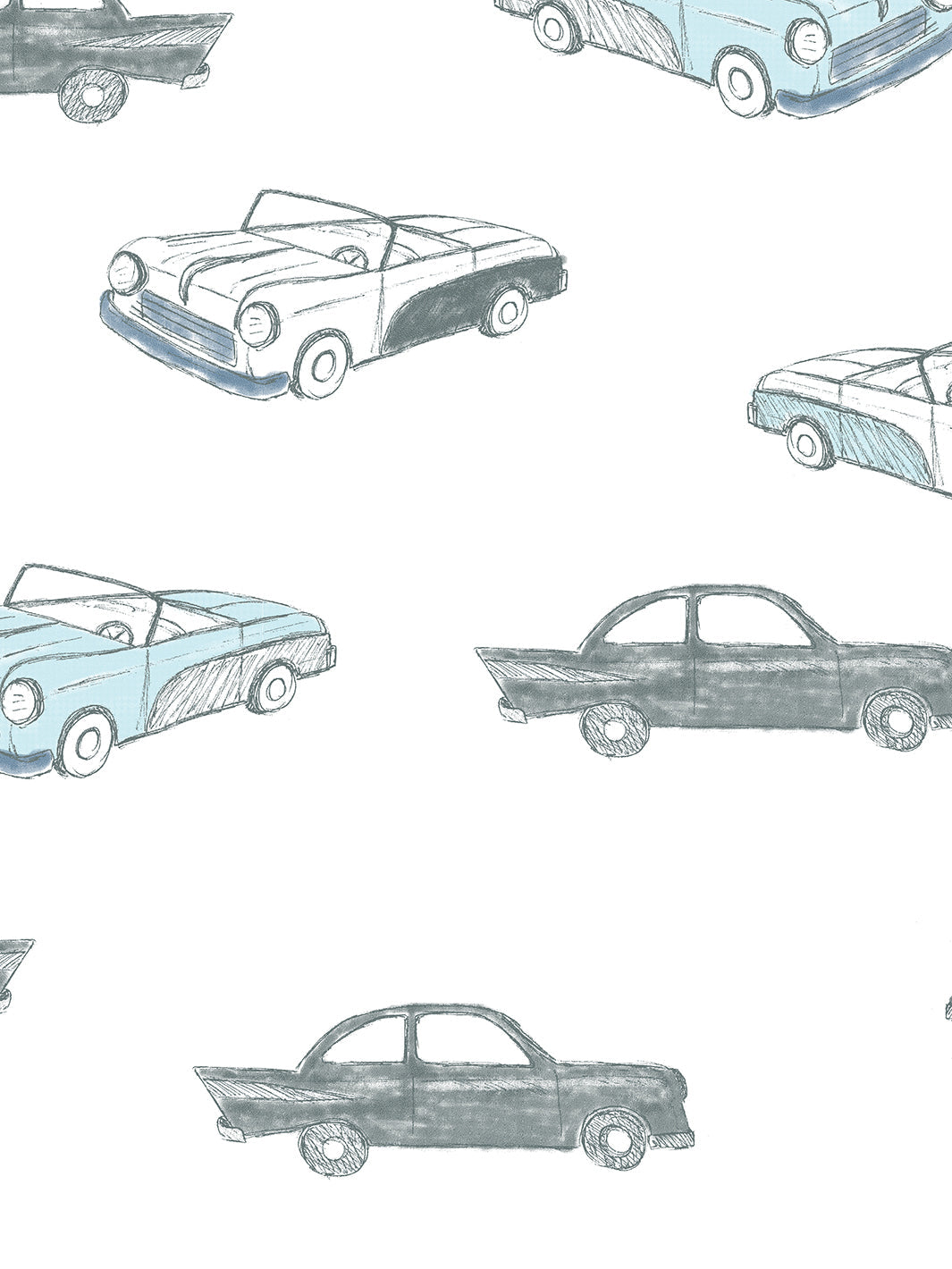 classic cars wallpaper by tea collection blue