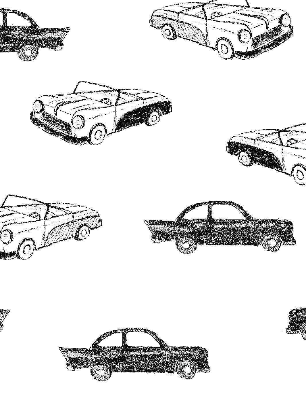 'Classic Cars' Wallpaper by Tea Collection - Onyx