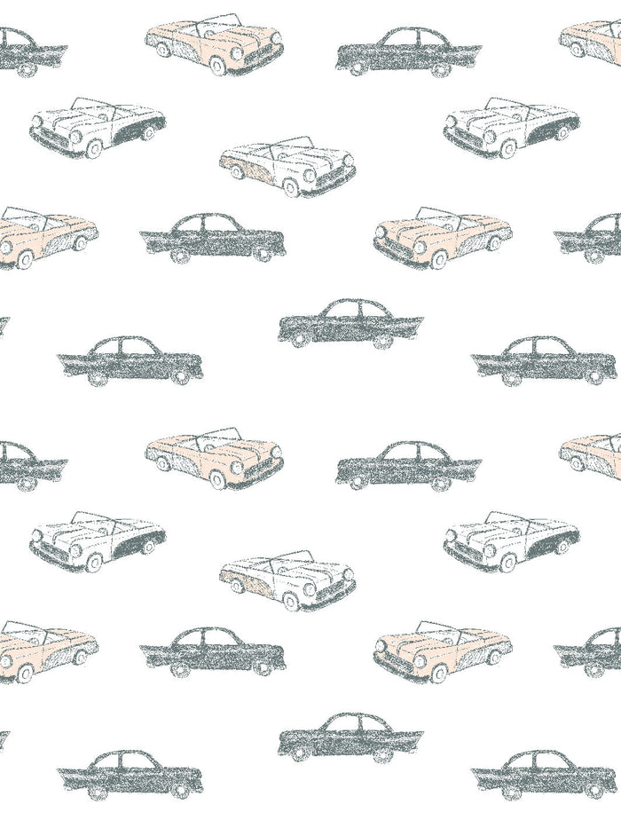 'Classic Cars' Wallpaper by Tea Collection - Peach