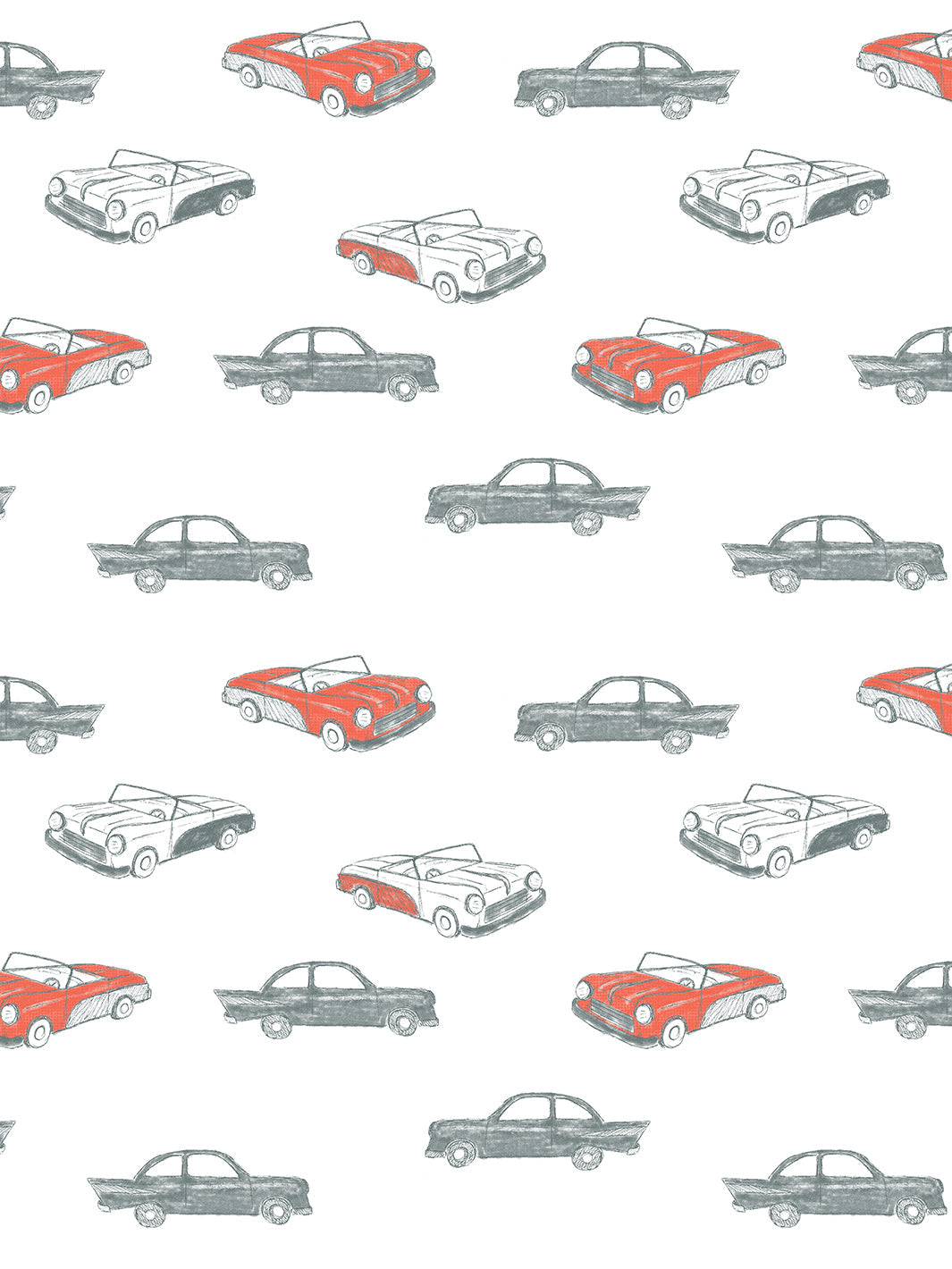 'Classic Cars' Wallpaper by Tea Collection - Retro Red