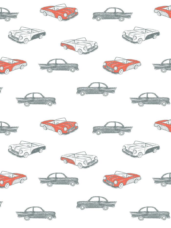 'Classic Cars' Wallpaper by Tea Collection - Retro Red