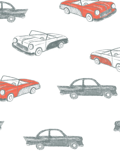 'Classic Cars' Wallpaper by Tea Collection - Retro Red