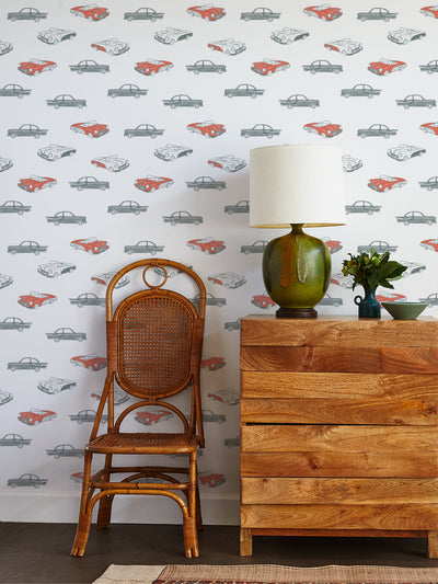 classic cars wallpaper by tea collection retro red