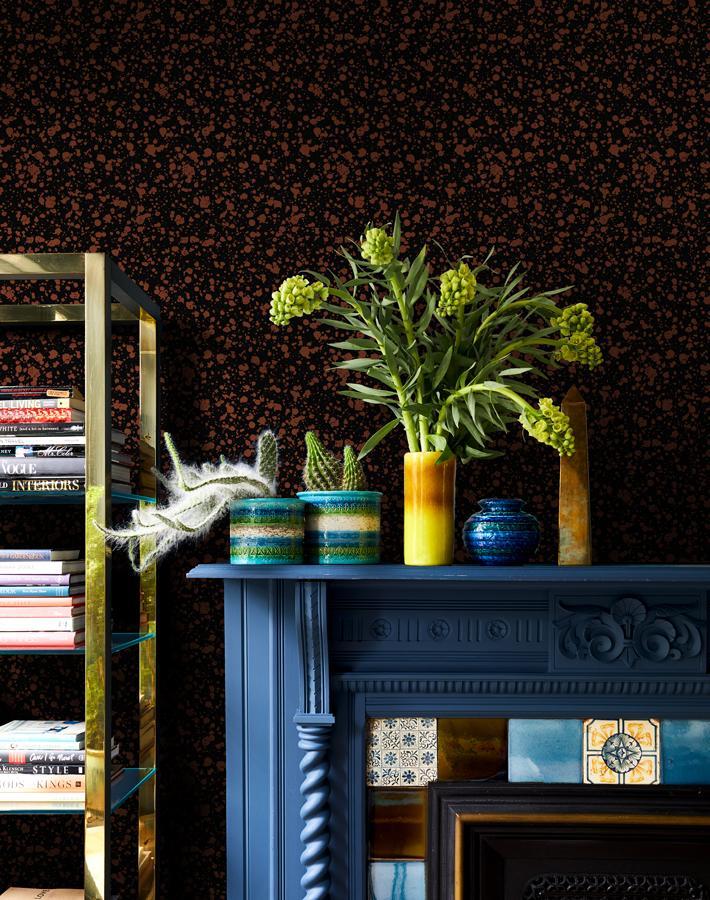 'Corner Deli' Wallpaper by Chris Benz - Black / Sienna