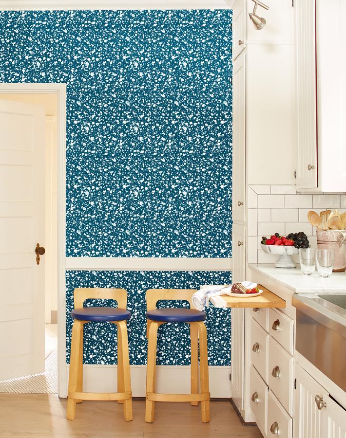 'Corner Deli' Wallpaper by Chris Benz - Indigo