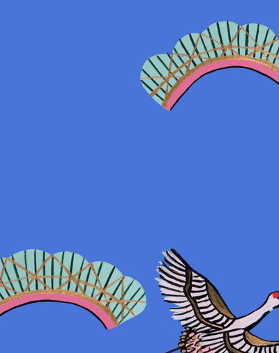 cranes in clouds azure wallpaper by carly beck