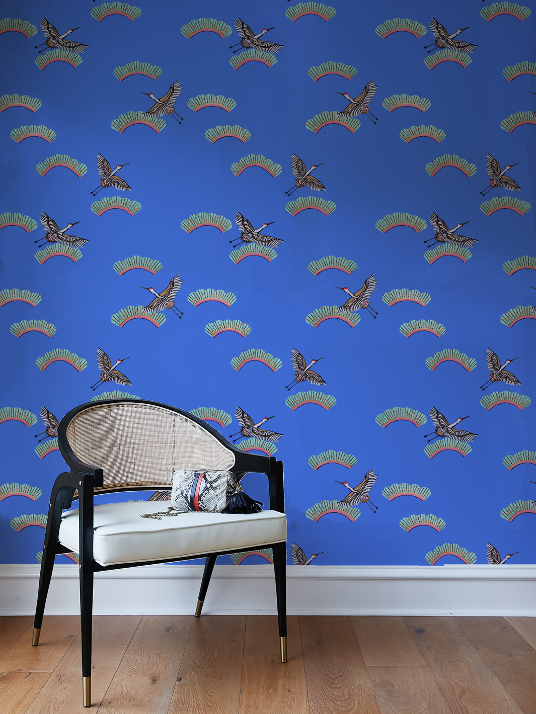 'Cranes In Clouds' Wallpaper by Carly Beck - Azure