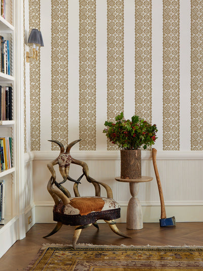crochet flower stripe wallpaper by lingua franca ivory
