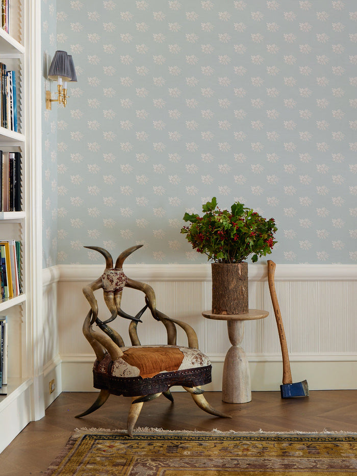 'Crochet Lace Flowers' Wallpaper by Lingua Franca - Blue