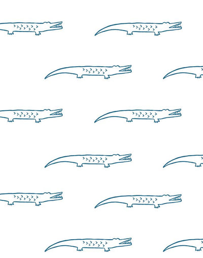 'Crocodile' Wallpaper by Tea Collection - Cadet Blue