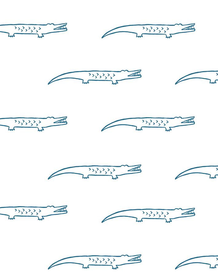 'Crocodile' Wallpaper by Tea Collection - Cadet Blue