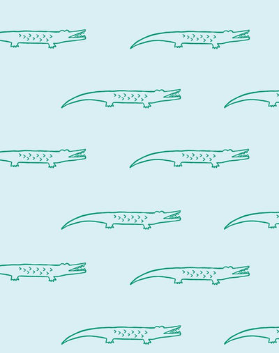 'Crocodile' Wallpaper by Tea Collection - Pale Blue