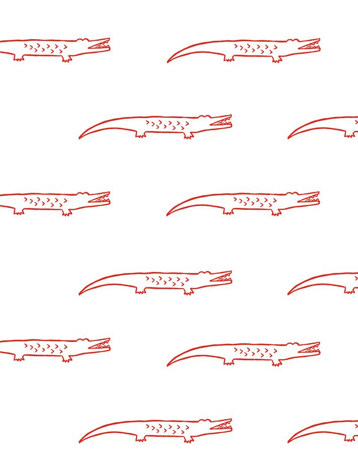 'Crocodile' Wallpaper by Tea Collection - Red