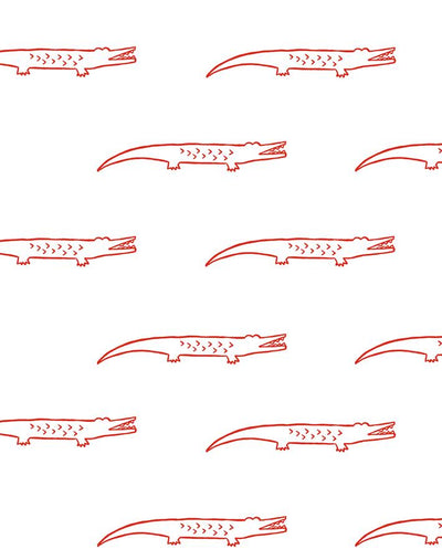 'Crocodile' Wallpaper by Tea Collection - Red