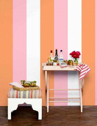 'Cross The Line' Wallpaper by Wallshoppe - Creamsicle / Pink