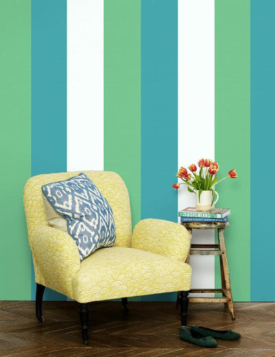 'Cross The Line' Wallpaper by Wallshoppe - Teal / Green