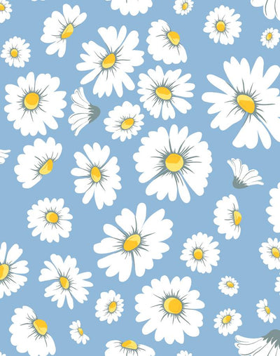 'Daisy Bloom' Wallpaper by Wallshoppe - Cornflower