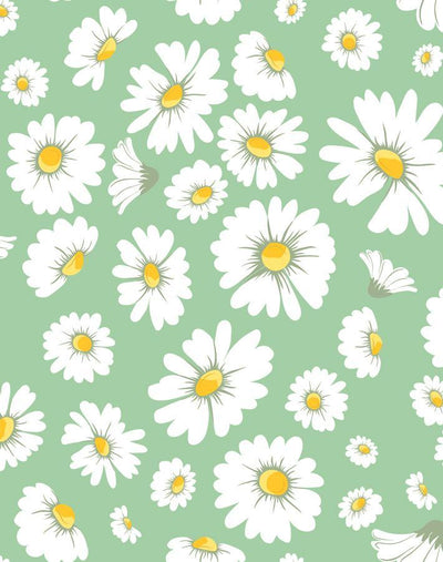 'Daisy Bloom' Wallpaper by Wallshoppe - Green