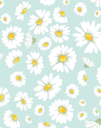 'Daisy Bloom' Wallpaper by Wallshoppe - Seafoam