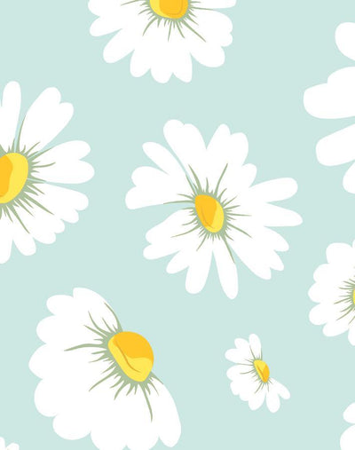 'Daisy Bloom' Wallpaper by Wallshoppe - Seafoam