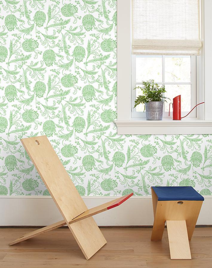 'Dear Prudence' Wallpaper by Wallshoppe - Green