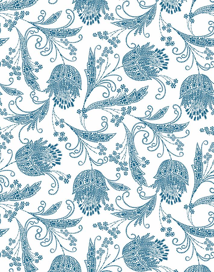 'Dear Prudence' Wallpaper by Wallshoppe - Cadet Blue