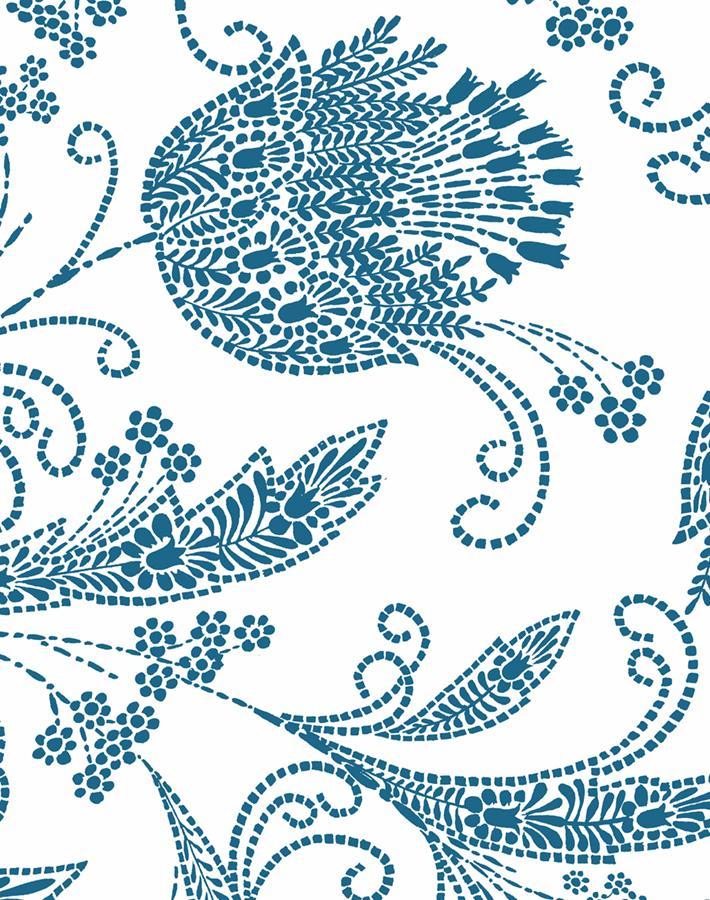 'Dear Prudence' Wallpaper by Wallshoppe - Cadet Blue