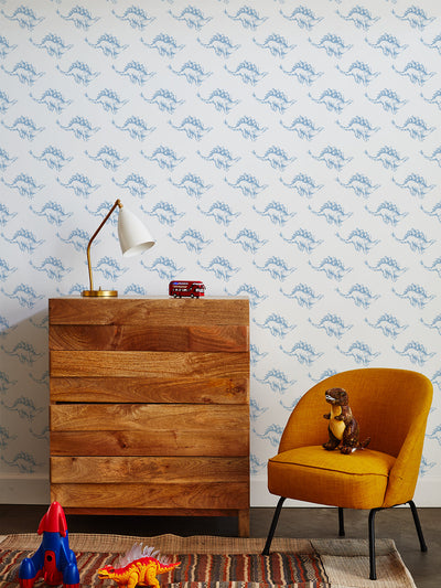 'Dinos' Wallpaper by Tea Collection - Cornflower