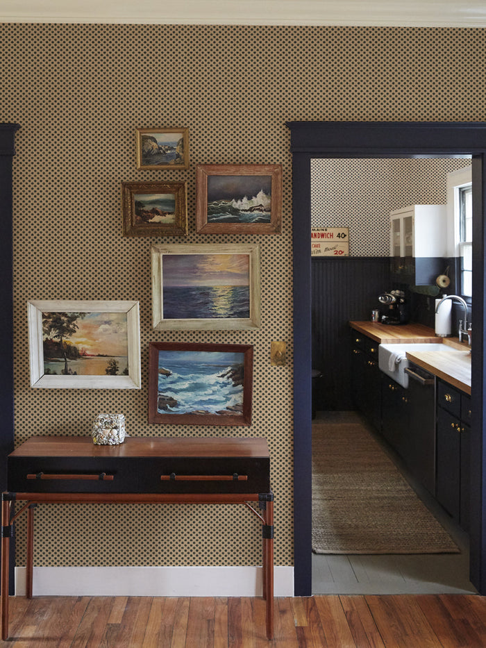 'Ditsy Flower' Kraft Wallpaper by Chris Benz - Black + Blue